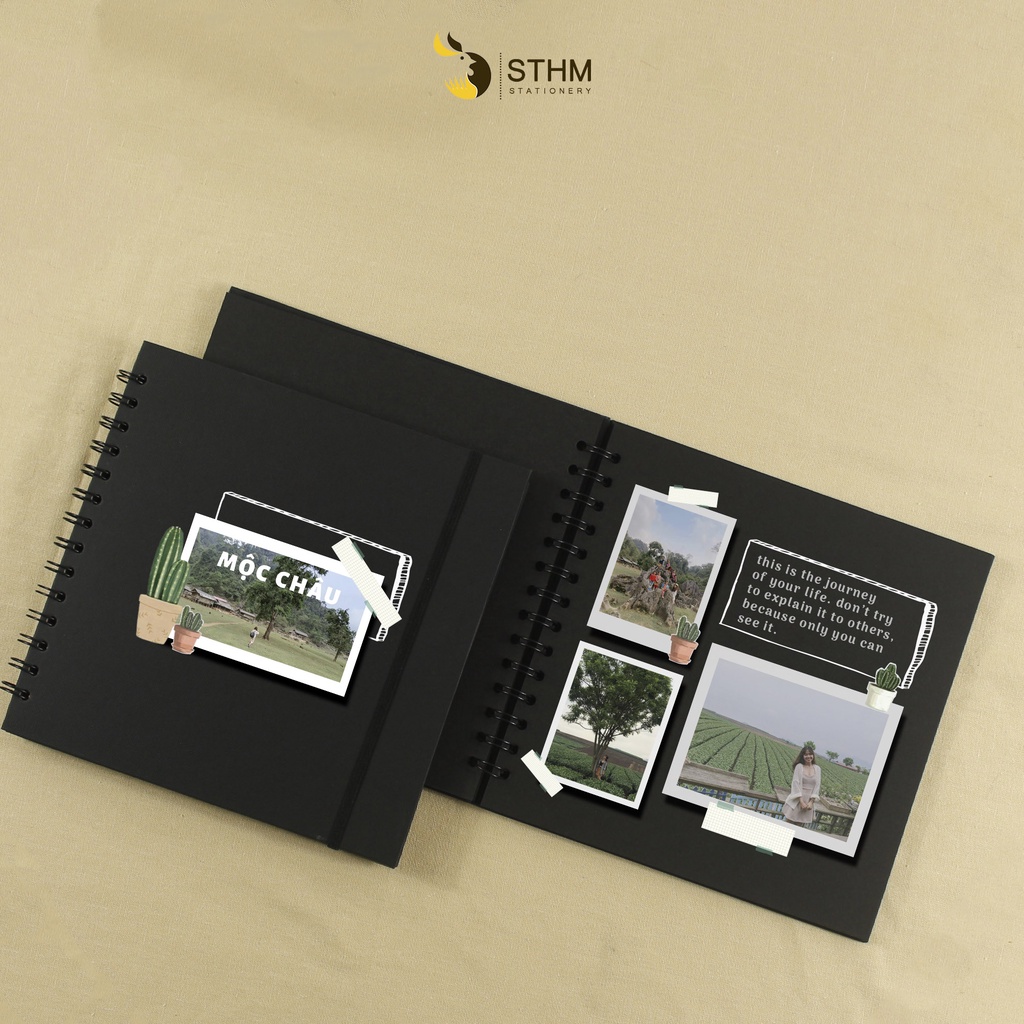 Sổ dán ảnh - Scrapbook - Khổ vuông - 50 trang giấy mỹ thuật cao cấp dày 250gsm - STHM stationery