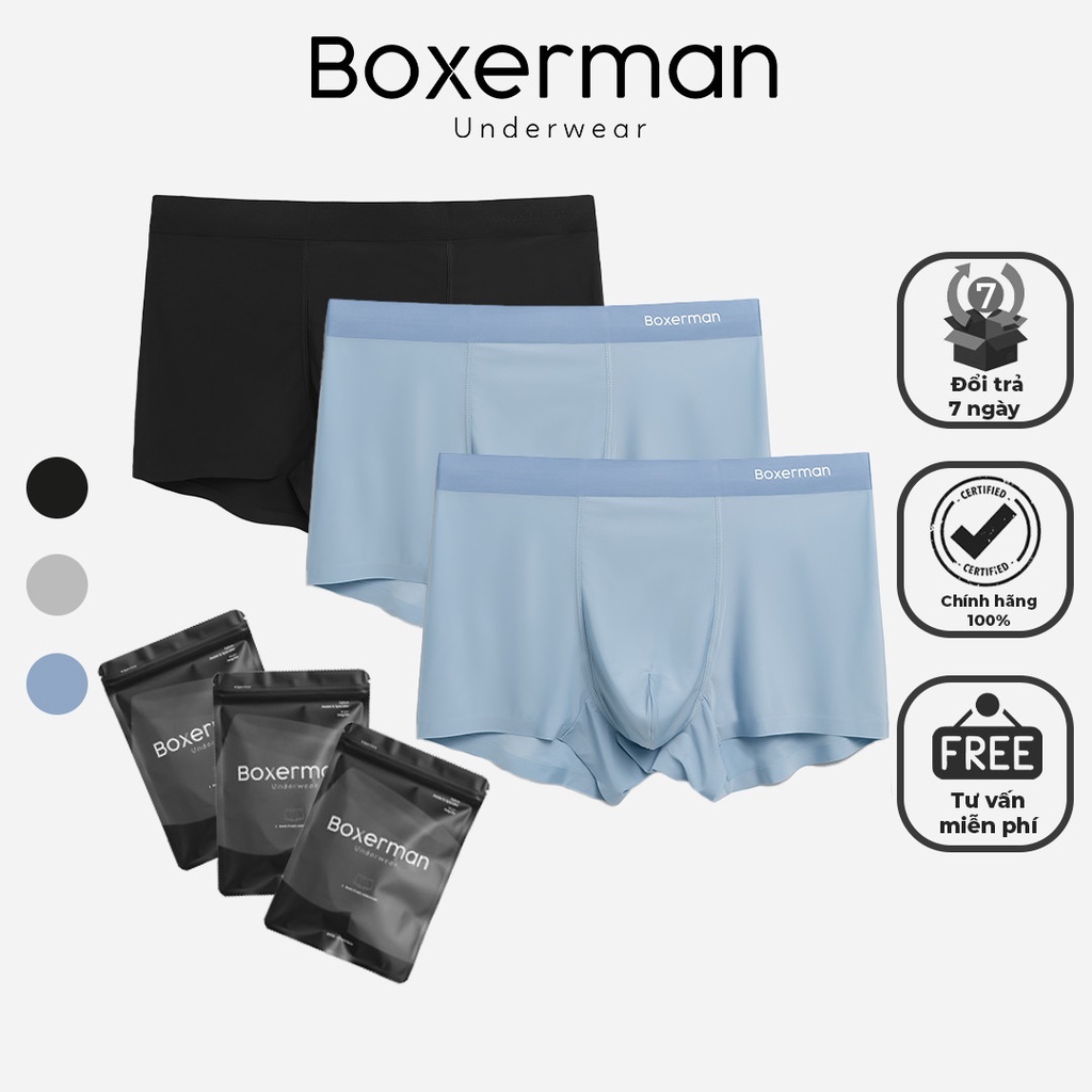 Quần sịp nam boxer PRO FIT cao cấp combo 3 cái, Quần xì co giãn thoáng khí kháng khuẩn BOXERMAN