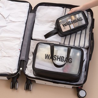 Hình ảnh Túi hộp đựng mỹ phẩm, đồ trang điểm đi du lịch cá nhân washbag trong suốt có khóa kéo, chống thấm nước tiện dụng HL8 chính hãng