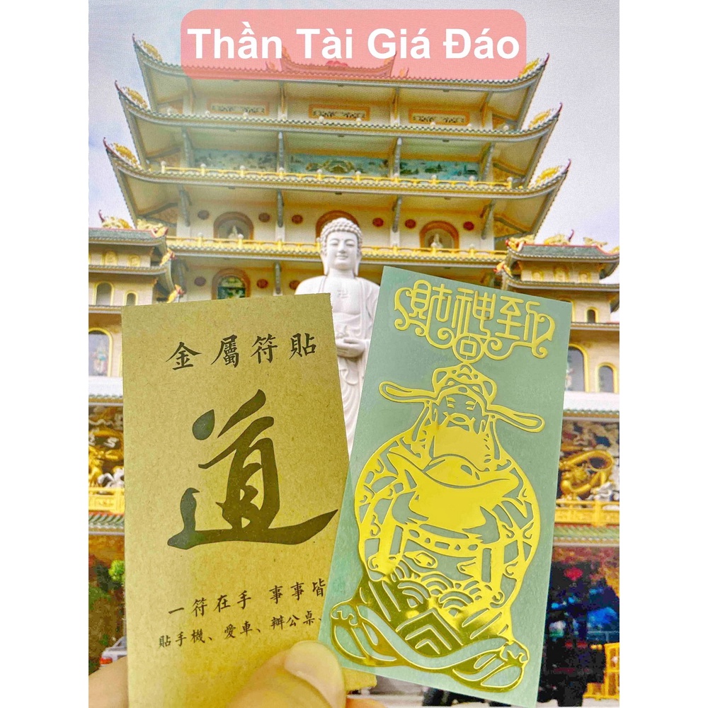 Miếng dán điện thoại tài lộc THẦN TÀI GIÁ ĐÁO, phù tài lộc để ví, ốp điện thoại mang lại may mắn