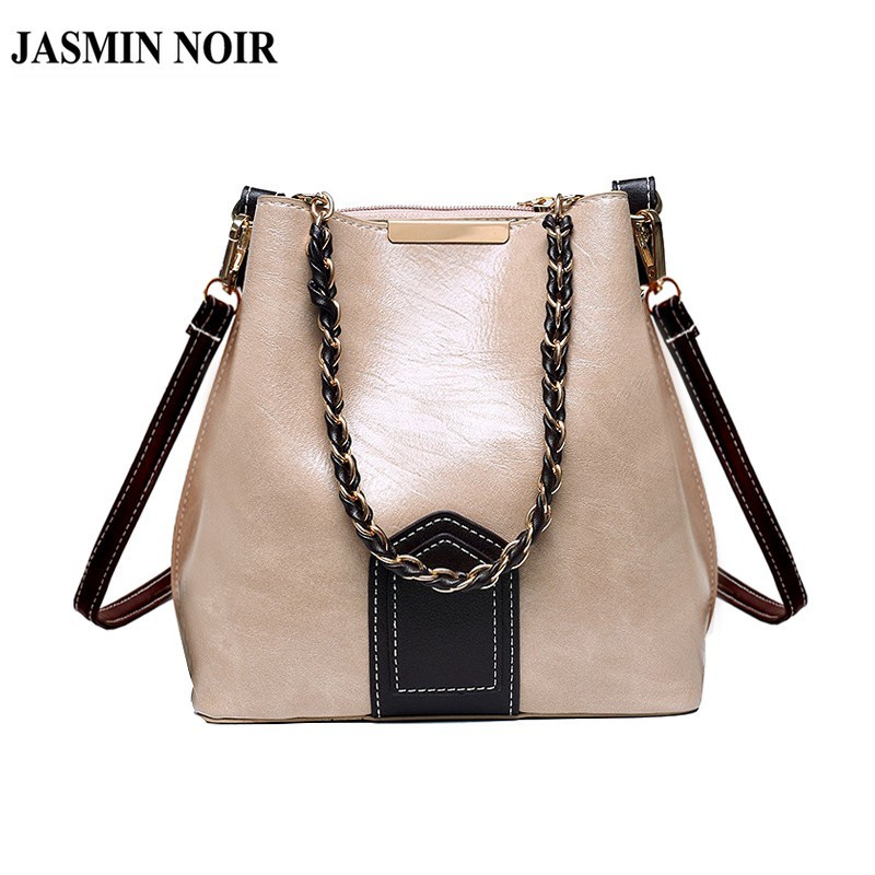 Túi đeo chéo JASMIN NOIR bằng da PU phối dây xích thời trang cho nữ