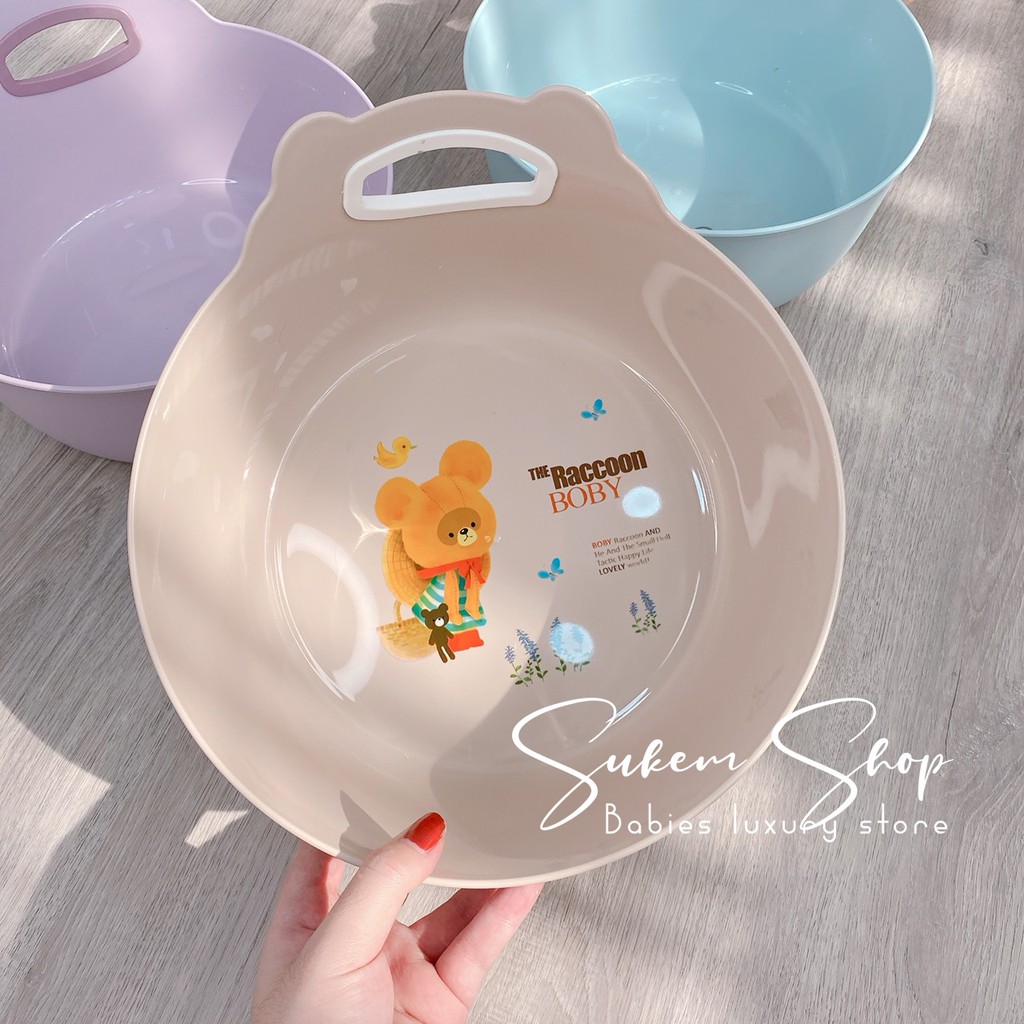 Chậu Rửa Mặt Cho Bé/Thau Rửa Mặt Tai Gấu Cho Bé Tắm Gội Đầu Cao Cấp  Tiện Lợi