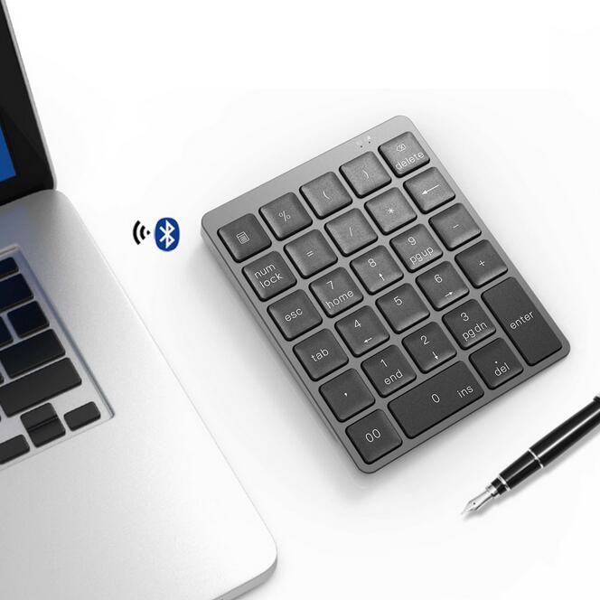 Bàn phím 28 nút mini kết nối Bluetooth bằng hợp kim nhôm siêu mỏng