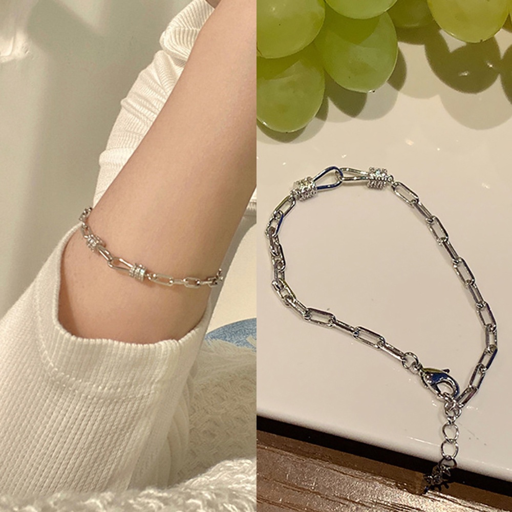 Cod Qipin Vòng Đeo Tay Dạng Chuỗi Hình Học Rỗng Đơn Giản Cá Tính Màu Bạc Làm Quà Tặng Hàng Ngày
