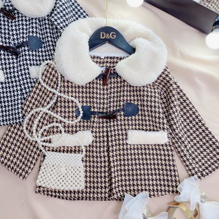 Áo dạ khuy sừng cho bé gái
