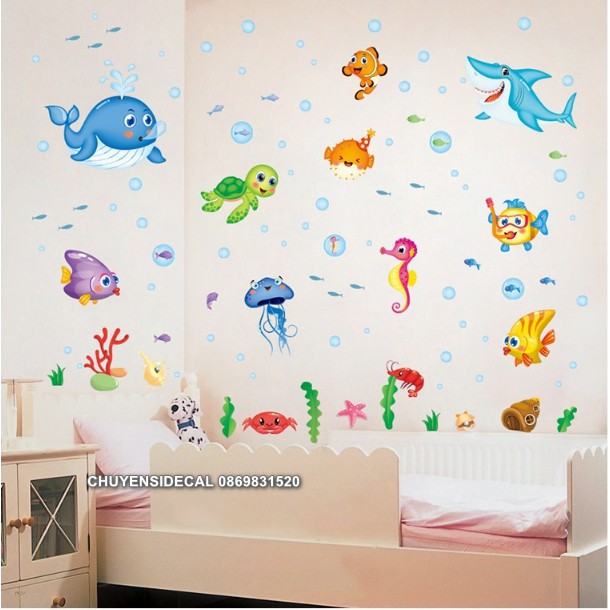 Decal trang trí tường - Cá Mập Đại Dương 02