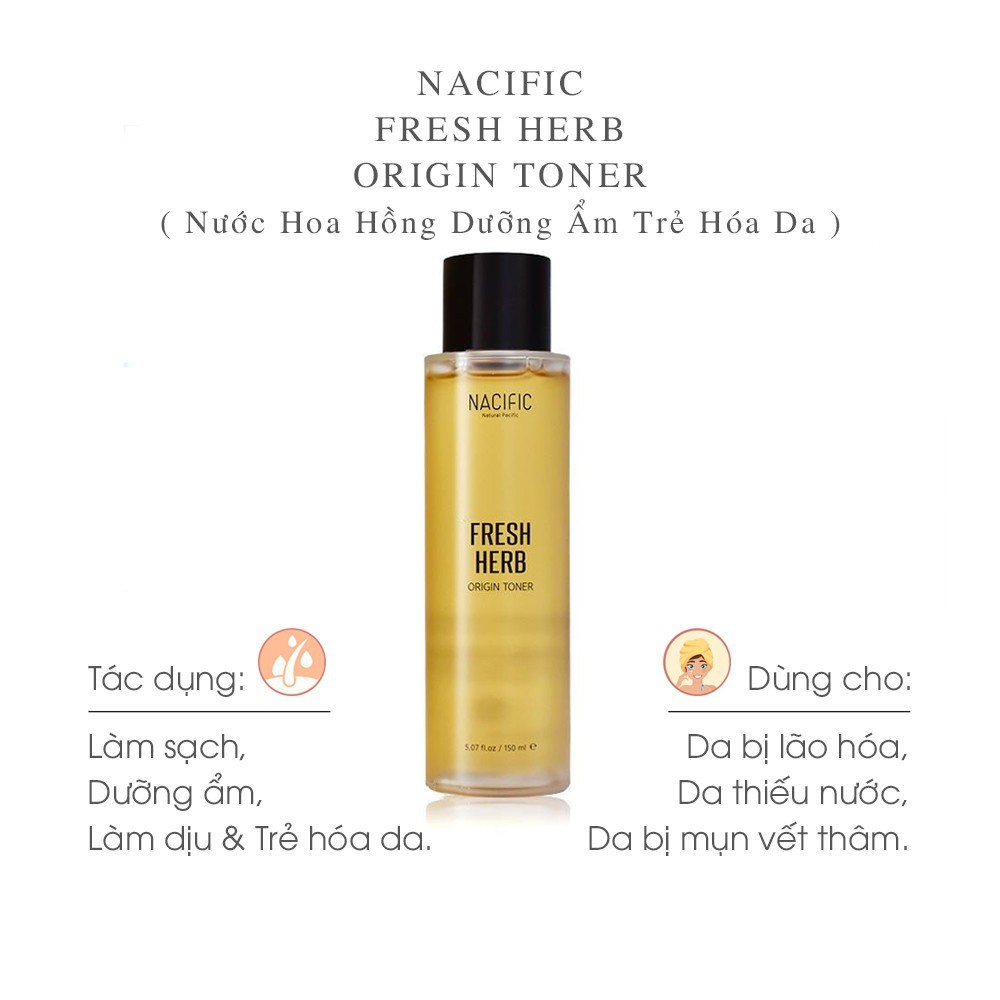 Nước Hoa Hồng Dưỡng Ẩm, Cải Thiện Nếp Nhăn, Dưỡng Trắng Da NACIFIC Fresh Herb Origin Toner 150ml