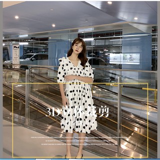 ĐẦM BẦU VÁY BẦU CÔNG SỞ CHẤM BI ĐEN