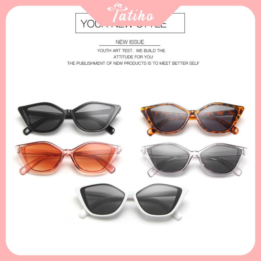 Kính Mát (Kính Râm) Hình Mắt Mèo Gọng Nhựa Phong Cách Hàn Quốc - Tatiho - Mã MK034