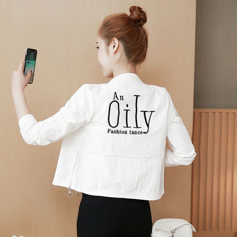 Áo khoác bóng chày dáng rộng thêu chữ thời trang xuân thu mới 2021 cho nữ