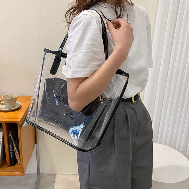 Túi Đeo Vai Bằng Nhựa PVC Trong Suốt Chống Thấm Nước Cho Nữ