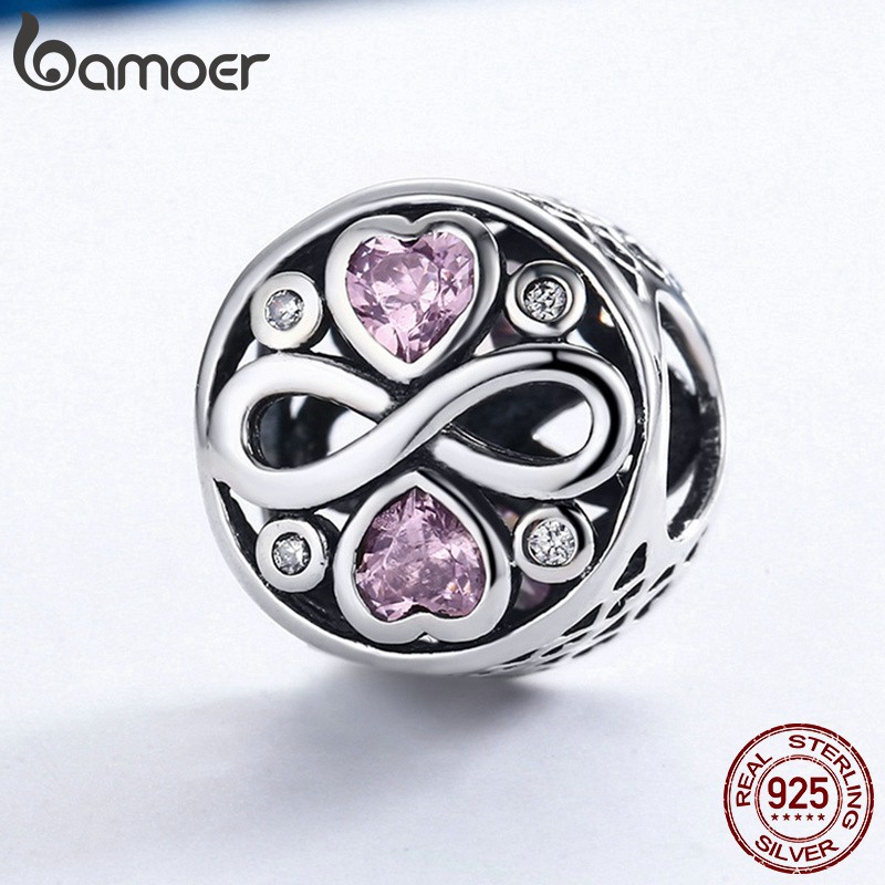 Phụ kiện trang sức Bamoer bạc 925 đính đá sang trọng thiết kế hoa văn trang trí dây chuyền/ vòng tay