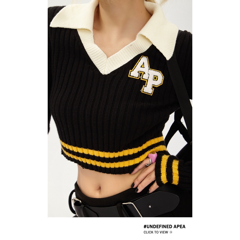 Áo Thun Dệt Kim Tay Dài Cổ Chữ V Thêu Họa Tiết Phong Cách Retro Mỹ Thời Trang Mới 2022 Dành Cho Bạn Nữ