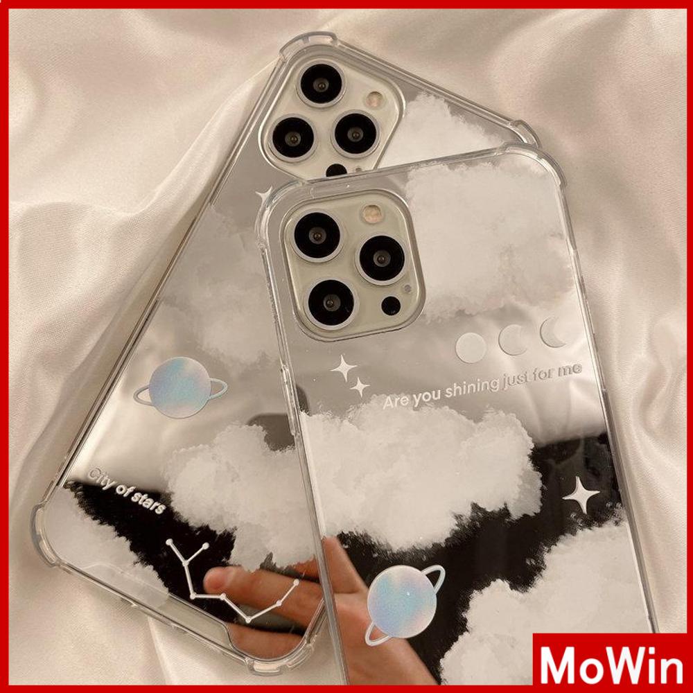 Ốp điện thoại acrylic mặt gương chống sốc mẫu ngôi sao/ mây thích hợp cho iPhone 11 13 Pro Max 12 Pro Max 7 Plus xr