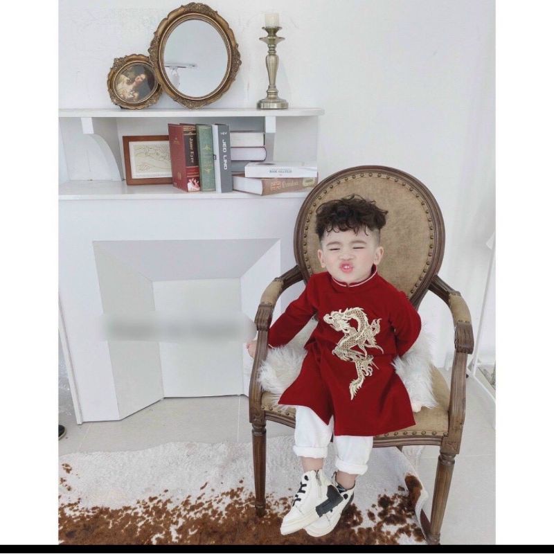 Áo dài Tết nhung cho bé trai