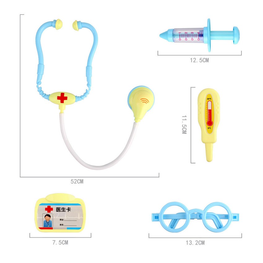 Bộ Đồ Chơi Vỉ Bác Sĩ Nhiều Chi Tiết Có 2 Màu, Nhựa An Toàn, Giúp Bé Học Cách Chăm Sóc Người Thân