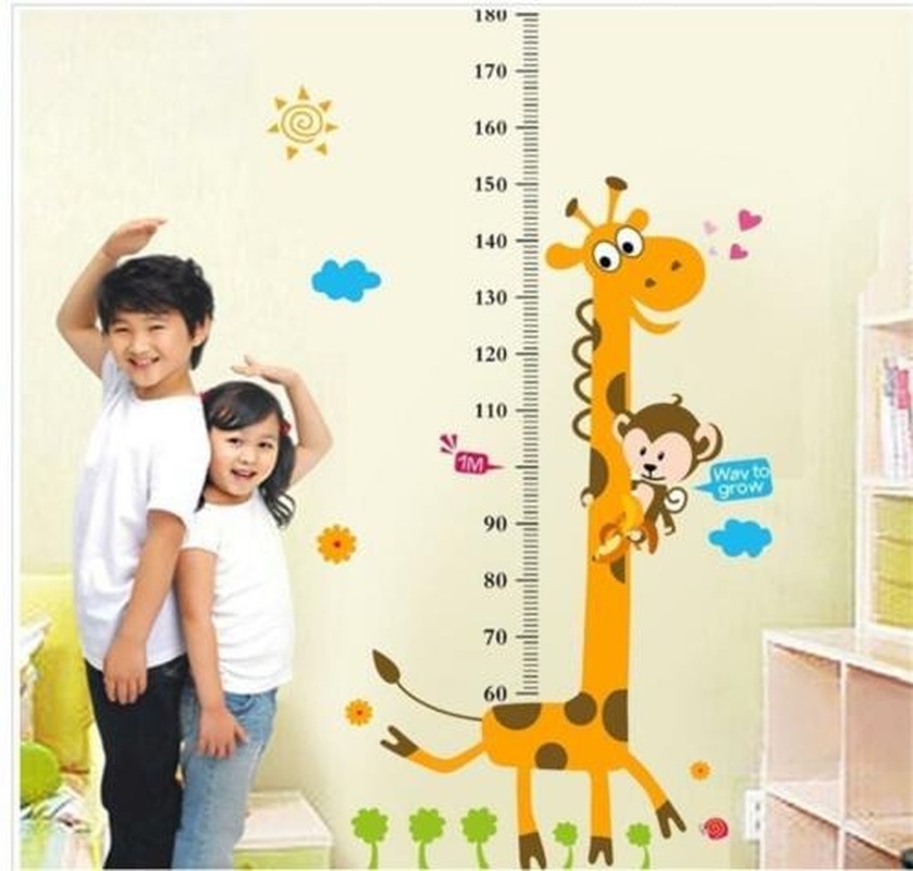 Thước Đo Chiều Cao Dán Tường Hình Hươu Cao Cổ Thú Vị Tiện Dụng Cho Bé
