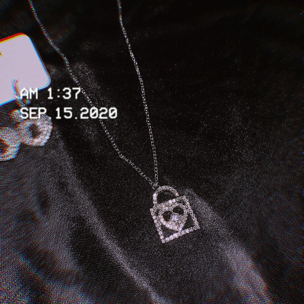 Dây Chuyền Mặt Hình Ổ Khóa Trái Tim 22685 Thời Trang Phong Cách Đơn Giản