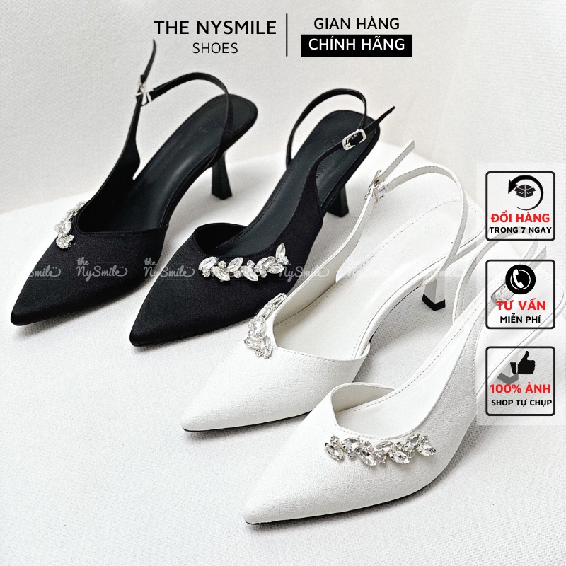Giày cao gót 5cm mũi nhọn đính đá sang chảnh - THENYSMILE - KUTIE