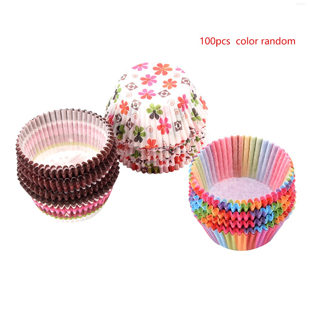Set 100 cốc giấy làm bánh cupcake chống dính tiện dụng