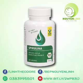 Viên tảo Spirulina hữu cơ RAAB hộp 200 viên