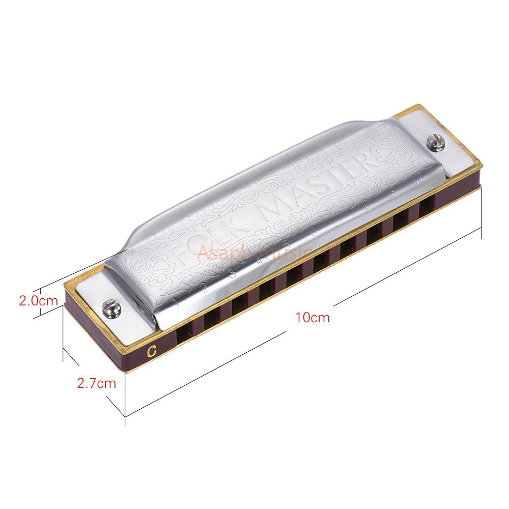 Kèn Harmonica Suzuki 1072-C Folkmaster 10 lỗ tiêu chuẩn 20 tông cho học sinh/ người mới tập chơi