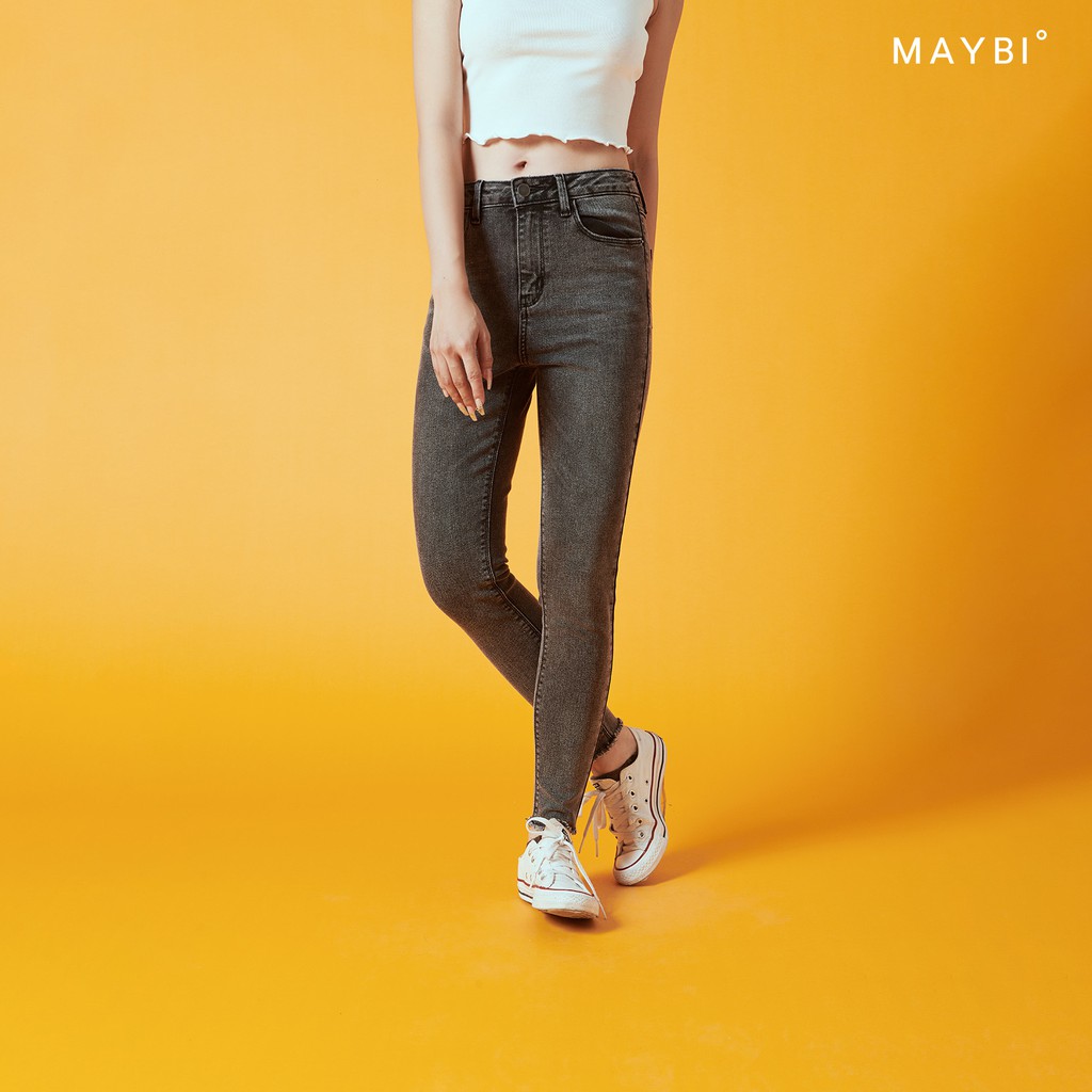 MAYBI - Quần skinny jean xám nhạt