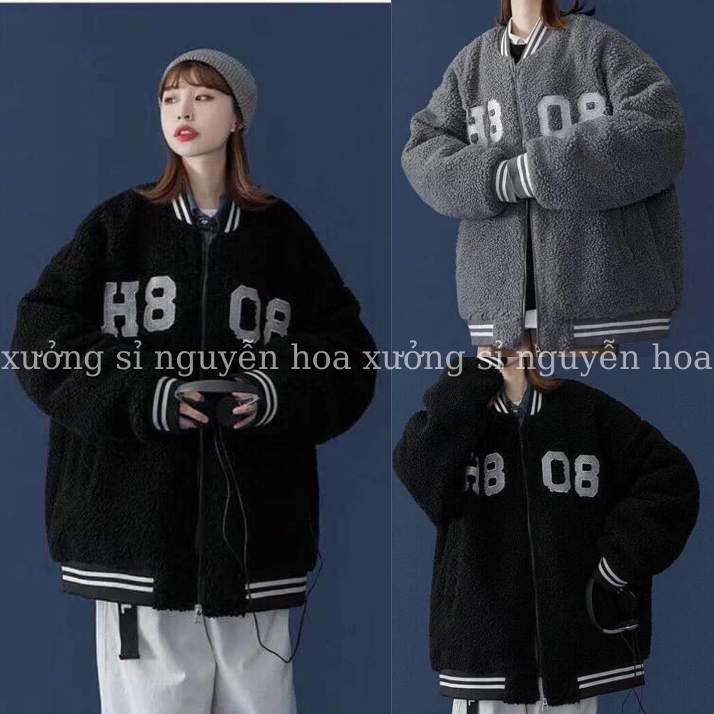 Áo khoác lông unisex - áo khoác lông H8-08 form thụng kiểu dáng unisex nam nữ mặc được Xưởng Sỉ Nguyễn Hoa