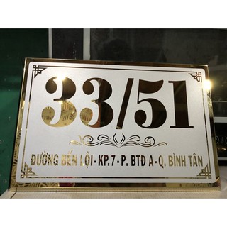 Bảng số nhà inox vàng gương sáng bóng gấp cạnh