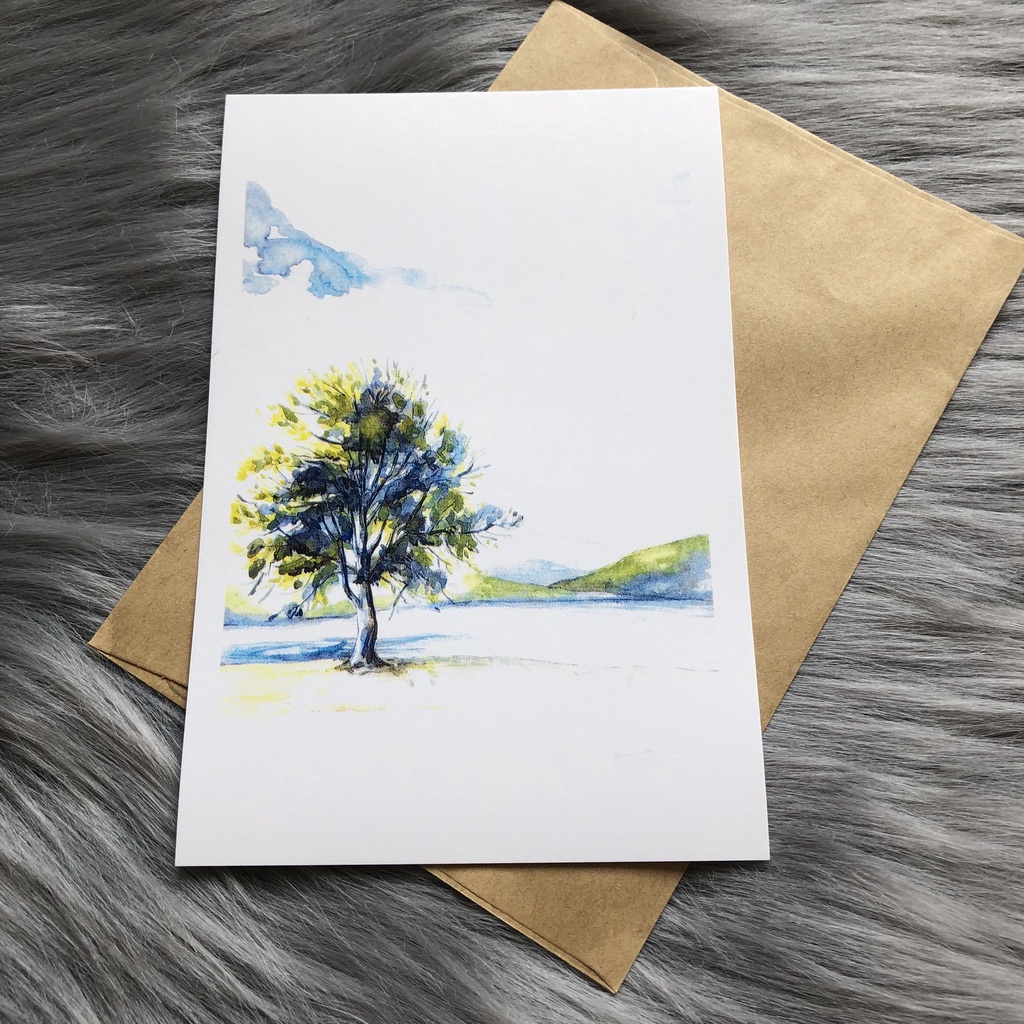 Postcard, Thiệp chúc mừng, Tranh trang trí BST Phong cảnh Đà Lạt  kèm bao thư Kraft