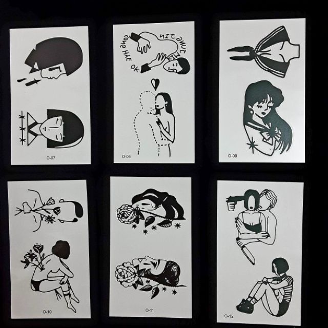 [Được chọn mẫu] O1 Hình xăm dán flash tatoo mini stickers hình đen trắng đẹp phong cách cá tính cute dễ thương giá rẻ