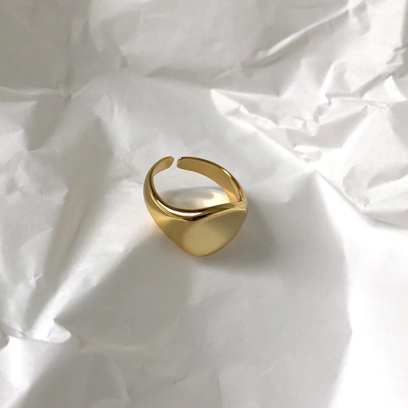 Nhẫn Hở Chất Liệu Bạc 925 Không Gỉ Kiểu Quý Tộc Signet Ring Phong Cách Châu Âu Dobi N5