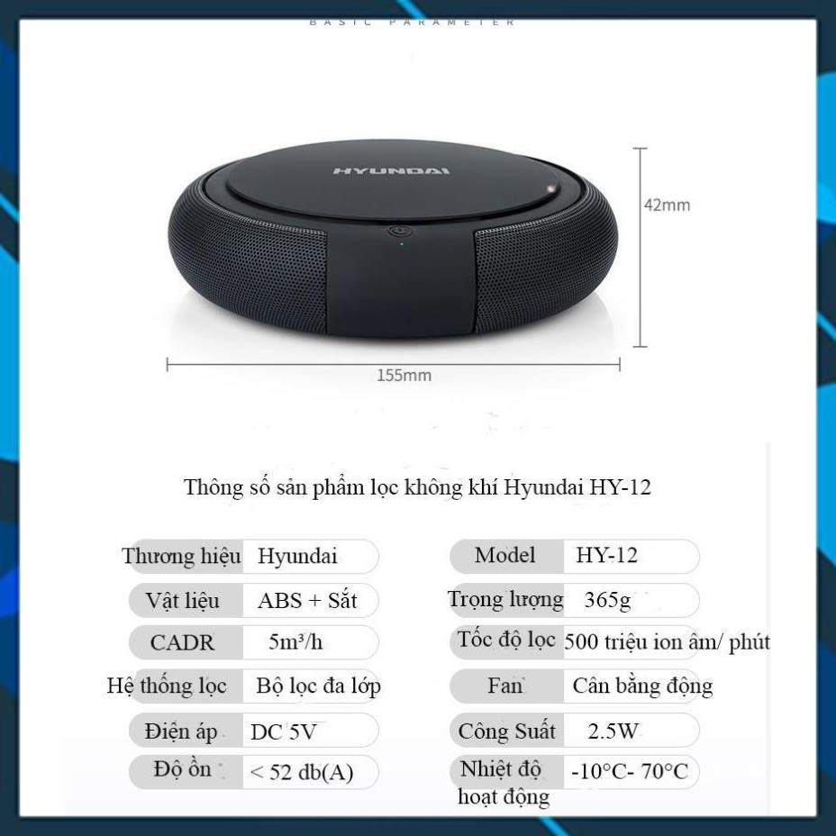 Máy Lọc Không Khí Ô Tô Chính Hãng Hyundai [Freeship] khử mùi và diệt khuẩn các mùi khó trên xe ( Tặng Kèm Tinh Dầu )