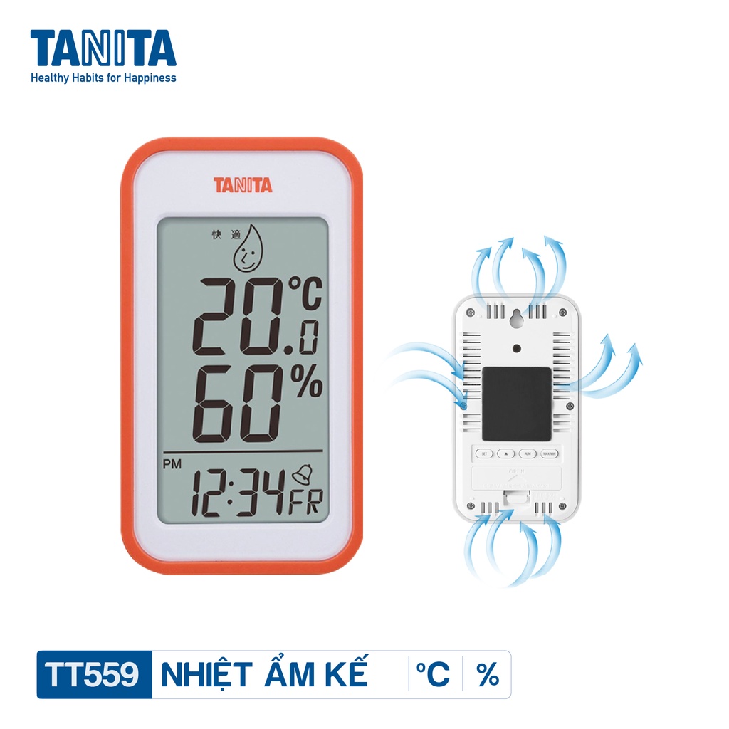 Nhiệt ẩm kế điện tử Tanita TT559 chính hãng nhật bản,sử dụng trong gia,cơ sở y tế,bền đẹp,chính xác