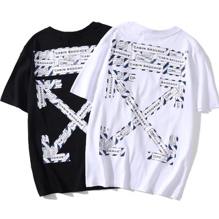 Áo thun cotton ngắn tay in chữ off white cá tính cho nam nữ