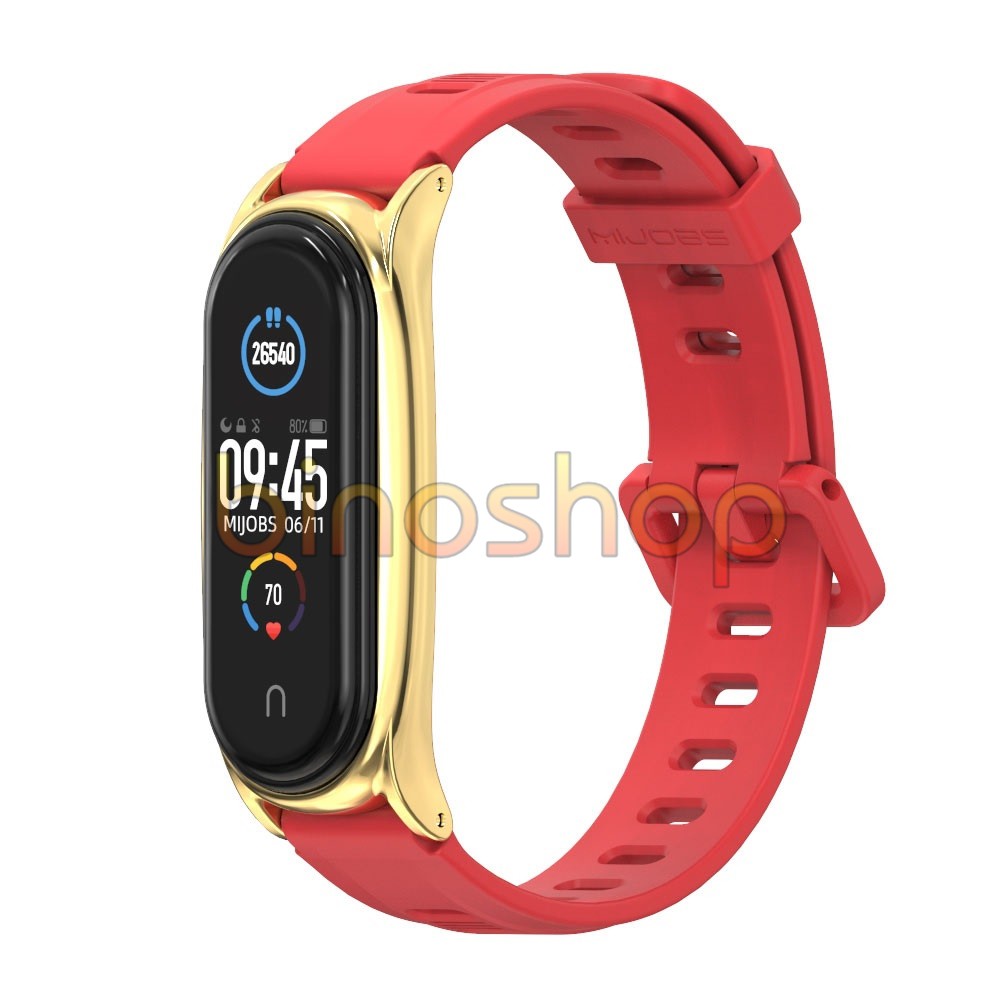 Dây đeo Miband 4, miband 3 cao su mặt kim loại PLUS/CLASSIC chính hãng MIJOBS, dây đeo thay thế mi band 4, mi band 3