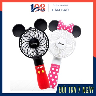 Quạt Mini Cầm Tay 🍓SIÊU MÁT🍓 Quạt Tích Điện Cầm Tay Mickey 3 tốc độ gió