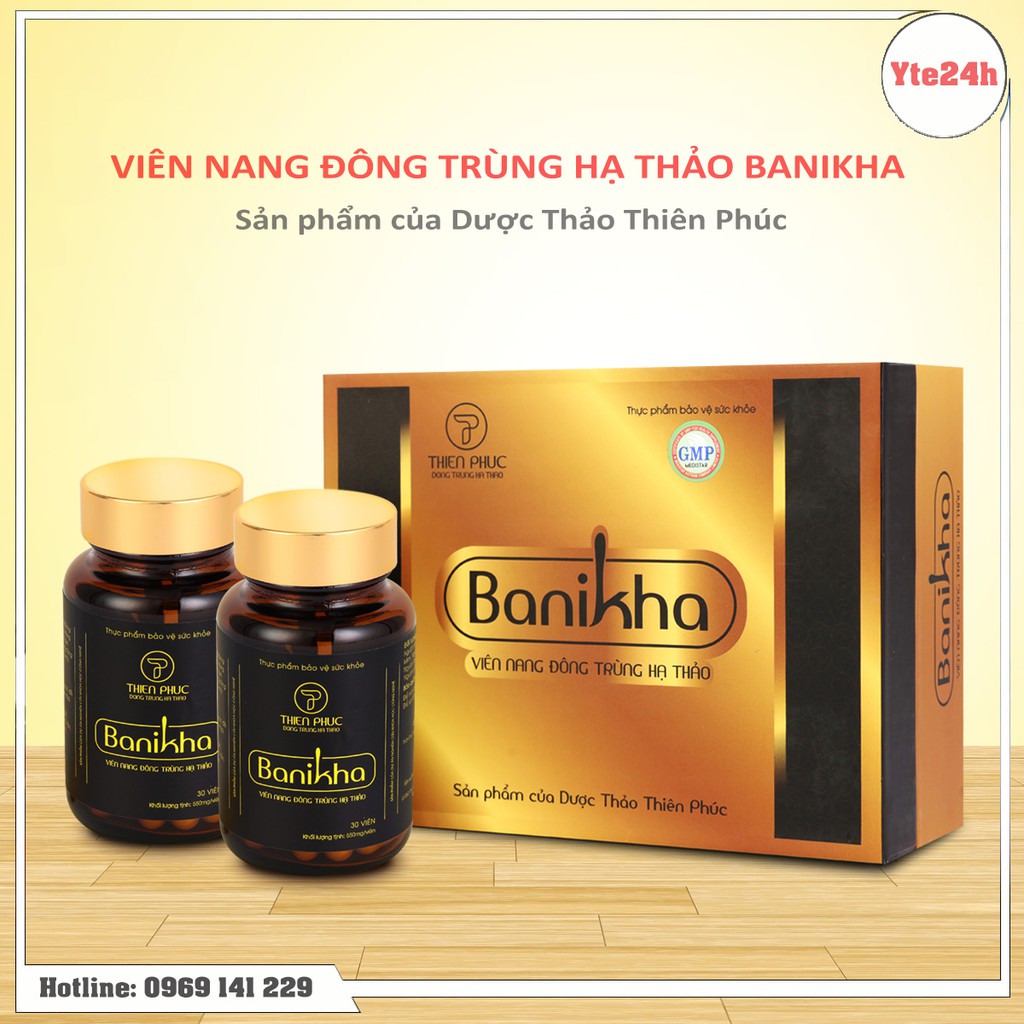 {Chính hãng dược thảo Thiên Phúc} Viên nang đông trùng hạ thảo BANIKHA, hộp 2 lọ 60 viên