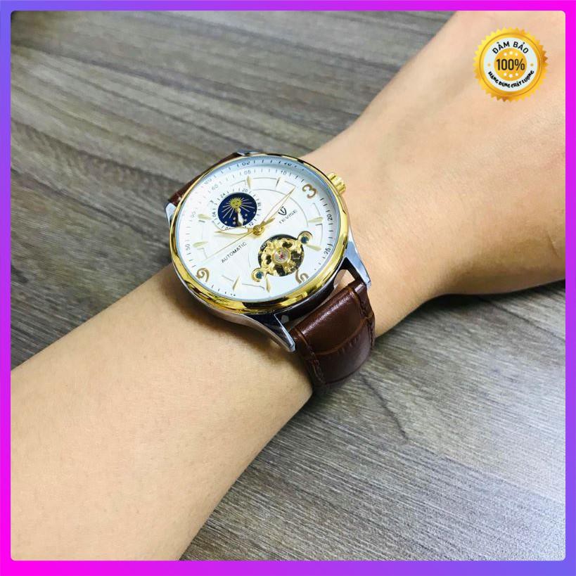 Đồng hồ cơ nam automatic dây da bọc su cực bền hiệu tevise chính hãng (tặng kèm hộp) | BigBuy360 - bigbuy360.vn