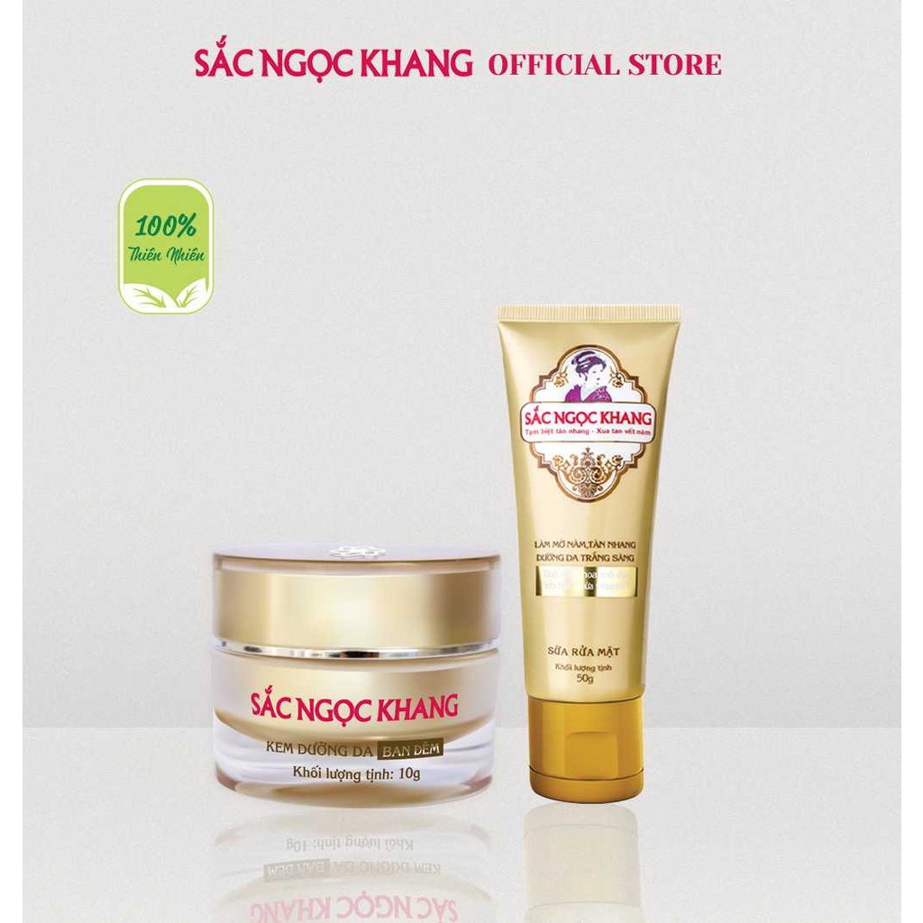 Bộ đôi dưỡng da cơ bản [Kem dưỡng da ban đêm Sắc Ngọc Khang 10g &amp; Sữa rửa mặt Sắc Ngọc Khang 50g]