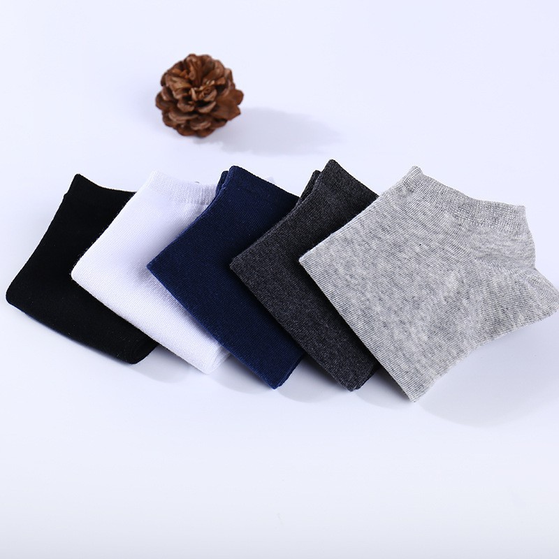 Vớ Cotton Cổ Ngắn Màu Trơn Thoáng Khí Cho Nam Nữ