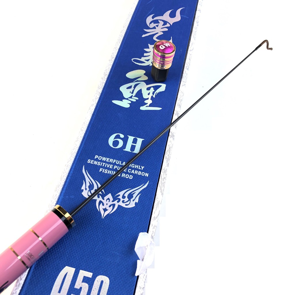 Cần câu tay 6H GW FISHINGTIME , tặng kèm đọt cần , 3m6 - 3m9 - 4m5 - 4m8 Hồng Tím hàng chuẩn y hìnhg