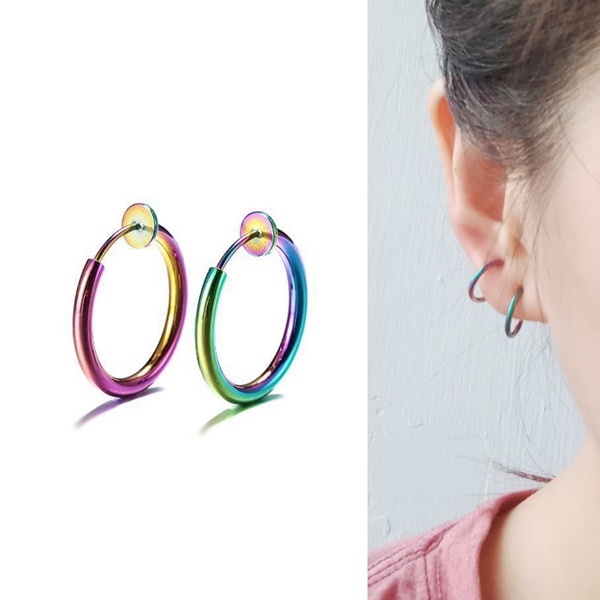 Bông tai kẹp khoen tròn dắt lên tai không cần bấm lỗ hot trend rẻ đẹp khuyến mãi