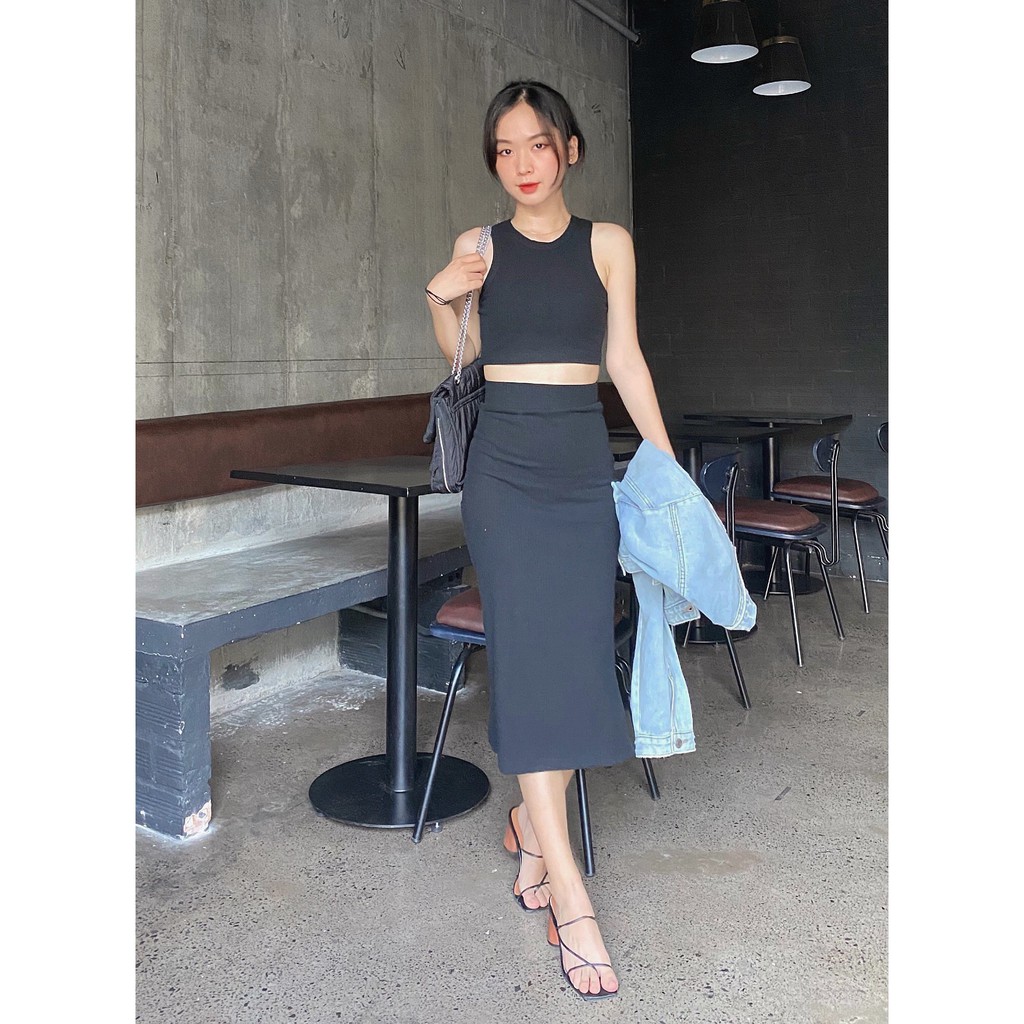 Chân váy midi ôm xẻ tà TILLY SKIRT