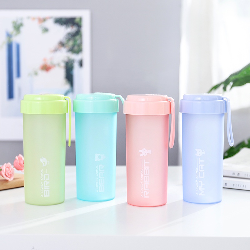 Bình Đựng Nước Bằng Nhựa Mặt Nhám In Chữ Tiếng Anh / Hoa Nhiều Màu Sắc Dung Tích Lớn Tiện Dụng Cho Văn Phòng /