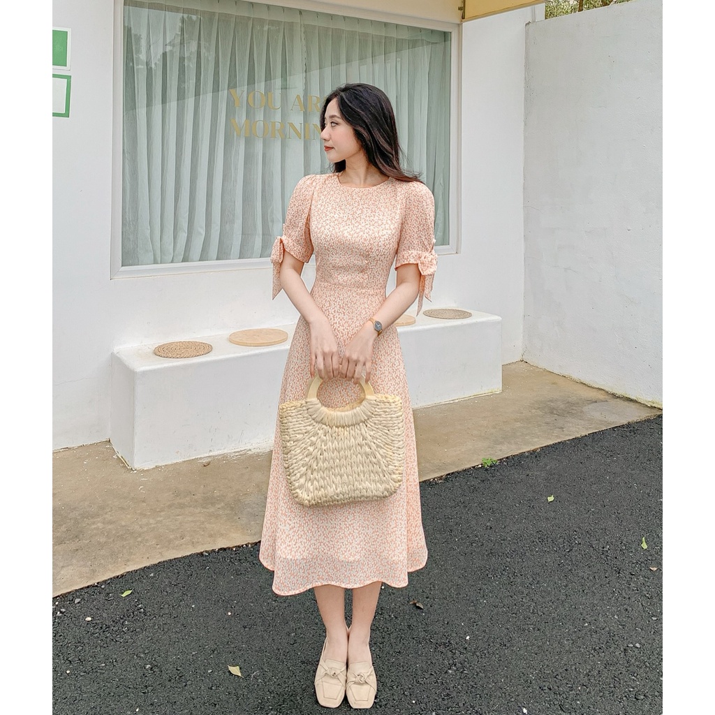 Đầm Salem - Đầm midi dài cổ tròn tay nơ | BigBuy360 - bigbuy360.vn