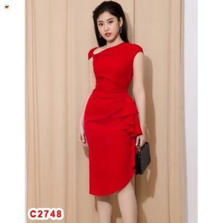 Đầm body xẻ vai nhún eo thời thượng thời trang shop nhiên