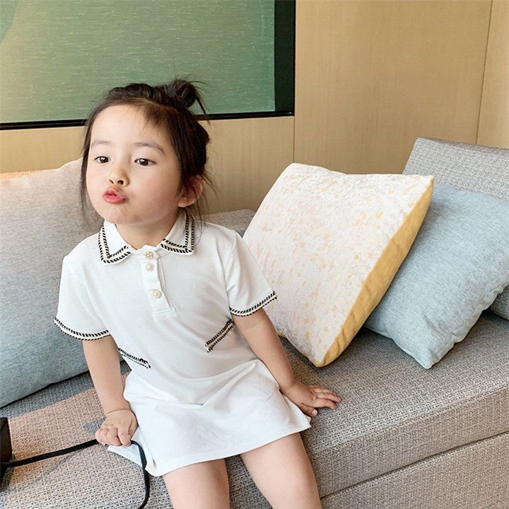 Đầm công chúa cổ bẻ tay ngắn phong cách Hàn Quốc thời trang hè cho bé gái