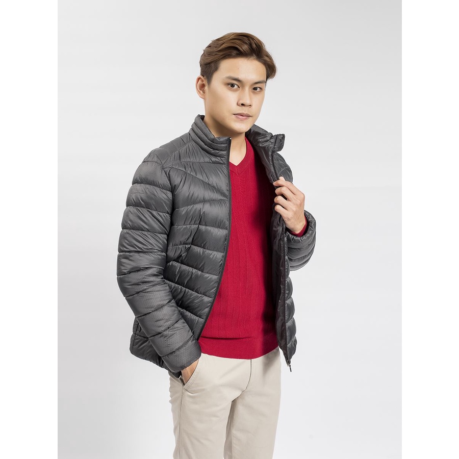 Áo khoác nam Áo phao trần bông Jacket Nam Aristino AJK044W8 dáng Regular fit cổ trụ basic bo chun gấu và tay áo