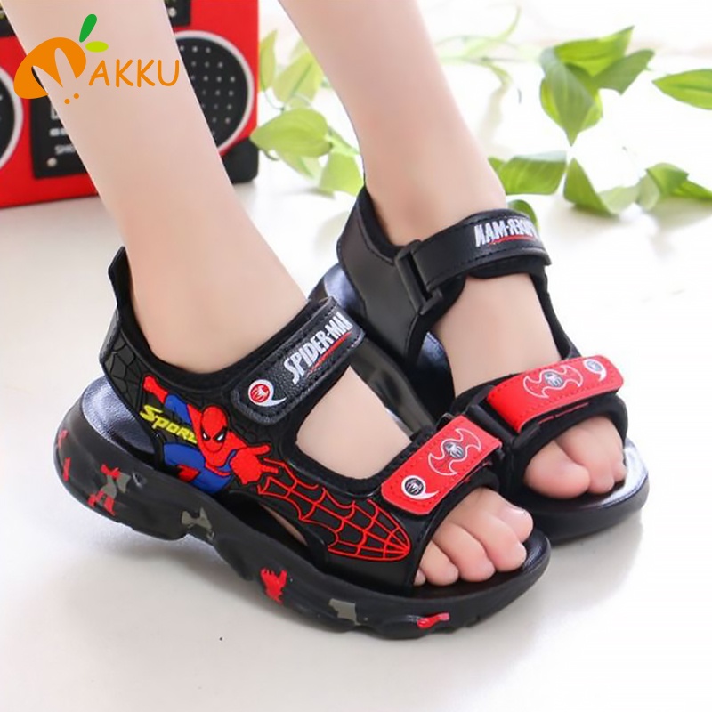 Xăng đan Cao Su Đi Biển Quai Dán In Hình Người Nhện Cá Tính